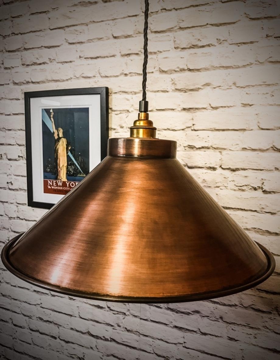 Aged copper statement pendant light 380mm shade